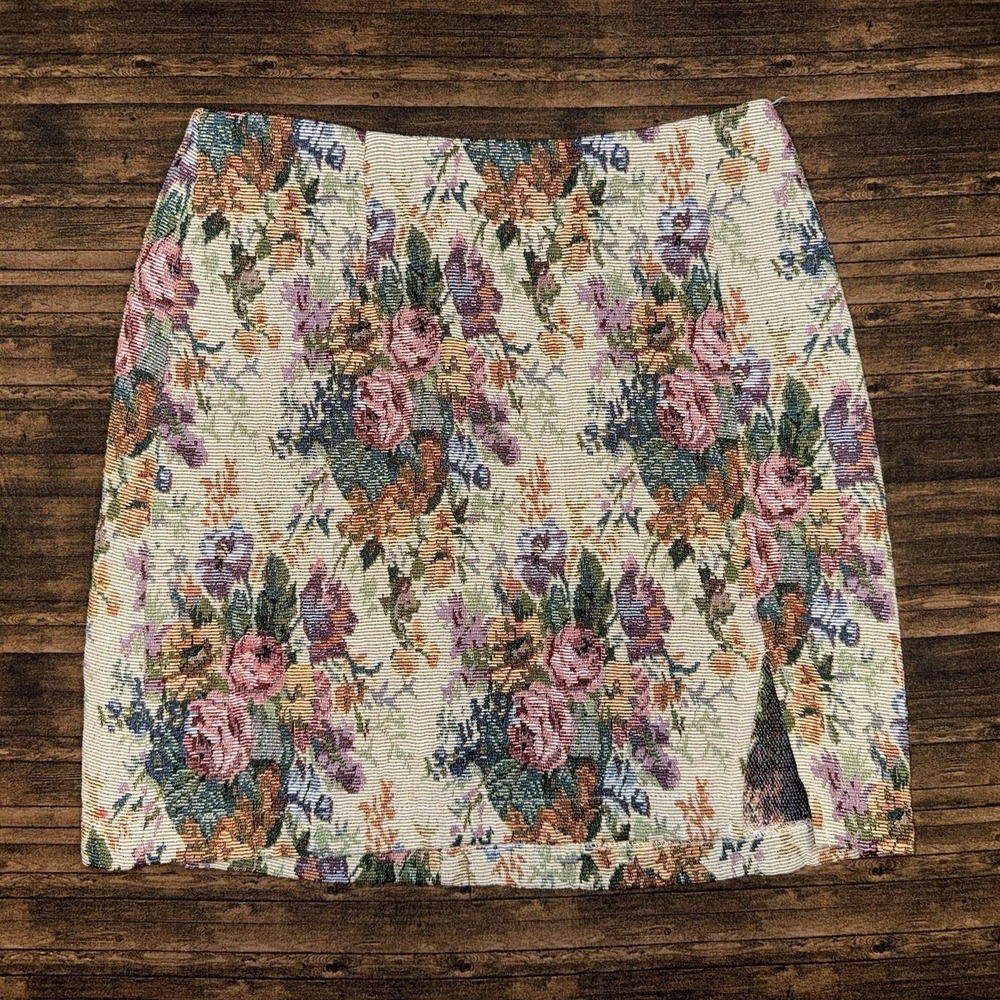 Wild Fable Floral Jacquard Tapestry Cottage Core Short Mini Skirt Size 0